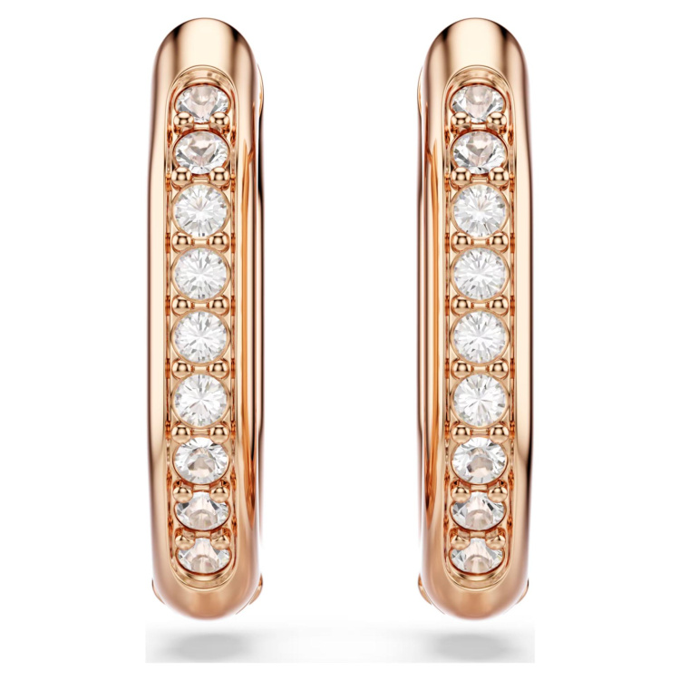 Dextera hoop earrings Octagon shape, Round cut, Small, White, Rose gold-tone plated